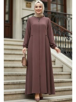 Pile Detaylı Gül Kurusu Ferace 45289gk