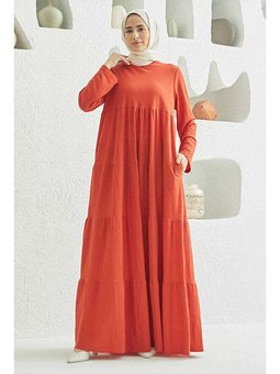 Ancelina Büzgülü Elbise Kiremit