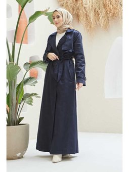 Uzun Trençkot Lacivert