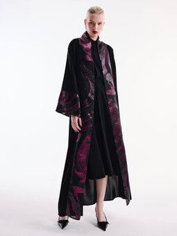 Brokar Garnili Abaya Siyah & Şal