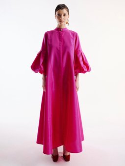 Pile Kollu Kaftan Fuşya