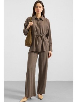 Belden Büzgülü Salaş Model Haki Gömlek