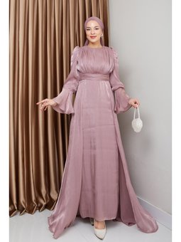 Pelerin Etekli Yoryo İpek Gül Abiye Elbise