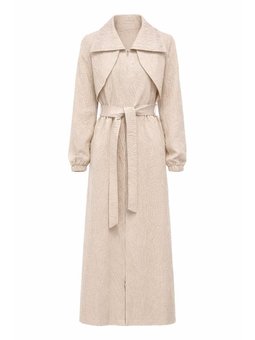 Saten Ve İşleme Detaylı Astarsız Jakar Pardesü Taş