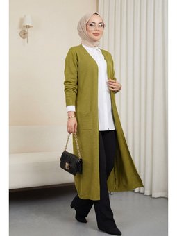 Cepli Uzun Yağ Yeşili Hırka