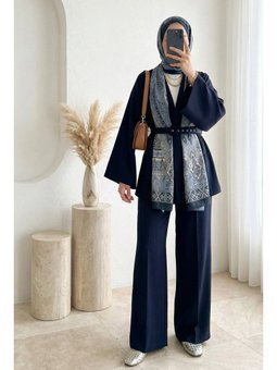 Kemerli Pantolonlu Kimono Laci Takım