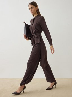 Asimetrik Kesim Exclusive Gömlek Kahverengi