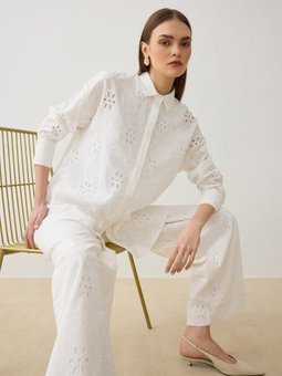 Brode Kumaş Tunik & Pantolon Ekru Takım