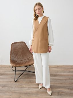Cep Detaylı Camel Yelek