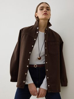Cep Detaylı Kot Kahverengi Ceket
