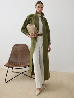 Kemer Detaylı Büzgülü Exclusive Elbise Haki