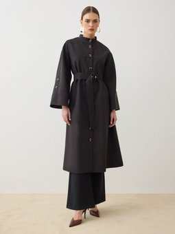Kolları Geniş Hakim Yaka Şık Exclusive Trençkot Siyah