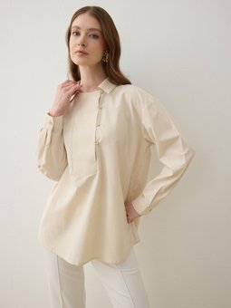 Pat Detaylı Exclusive Gömlek Krem