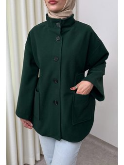 Hakim Yaka Kaşe Zümrüt Yeşili Ceket