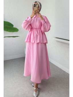 Modal Etekli Pembe Takım