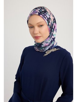 Aurora Desenli Janjan Eşarp Çiçek Kozmosu Mor