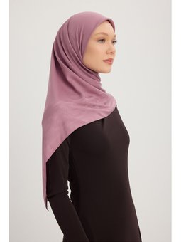 Mat Saten Pano Jakarlı Gül Kurusu Eşarp 100x100cm