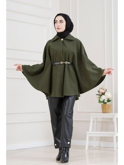 Beli Kemerli Kaşe Haki Panço