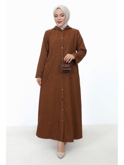 Ahsen Boydan Düğmeli Kahverengi Kap