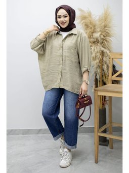 Cepli Oversize Gömlek Yeşil