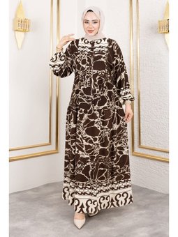 Otantik Viskon Kahverengi Elbise
