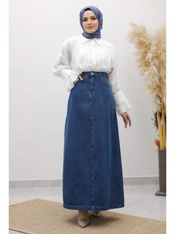 Yüksek Bel Kot Mavi Etek