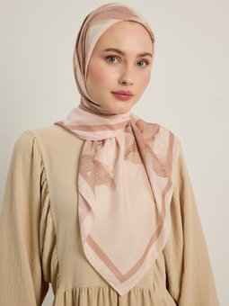 Pudra Çiçek Desen Eşarp
