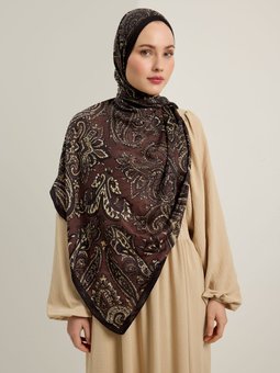 Siyah Etnik Desen Şal