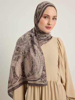 Sütlü Kahve Etnik Desen Şal