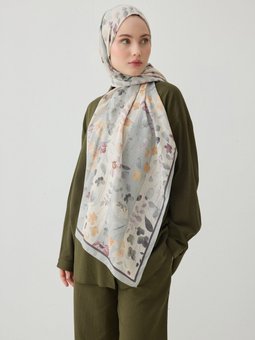Yeşil Çiçek Desenli Şal