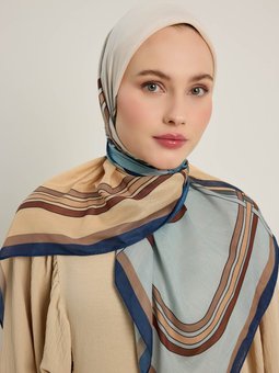 Yeşil Kare Desen Eşarp