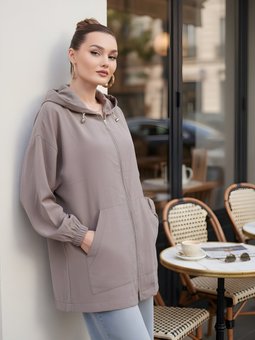 Vizon Oversize Fermuarlı Modal Sweat Ceket