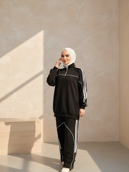 Siyah Eşofman Fermuarlı Yaka Takım