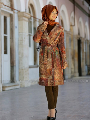 Taba Kilim Desen Trenchcoat