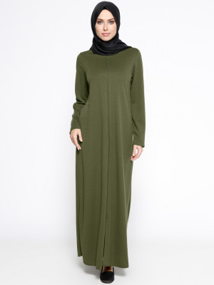 Fermuarlı Haki Ferace