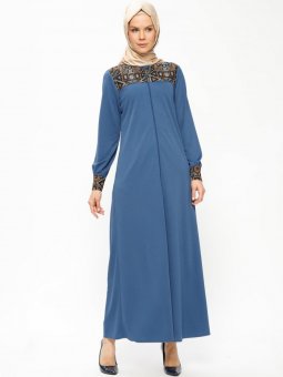 Fermuarlı İndigo Ferace