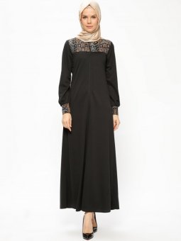 Fermuarlı Siyah Ferace