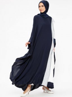 İnci Detaylı Lacivert Ekru Ferace