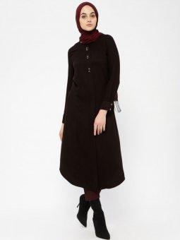 Düğme Detaylı Siyah Tunik
