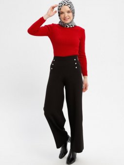 Bol Paça Siyah Pantolon