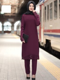 Lazer İkili Mürdüm Takım