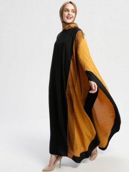 İnci Detaylı Siyah Ferace