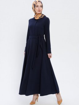 Gizli Fermuarlı Lacivert Ferace