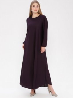 Bilekleri Lastikli Mürdüm Elbise