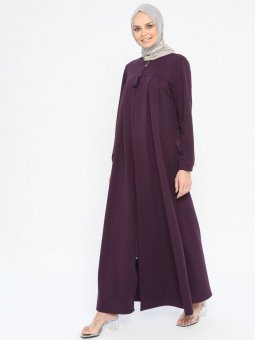 Fermuarlı Mürdüm Ferace