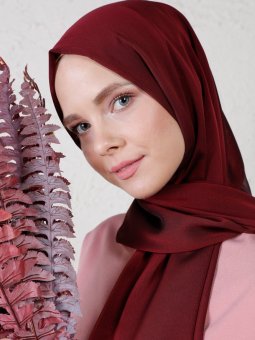 Çift Kat Janjan Abiye Bordo Şal