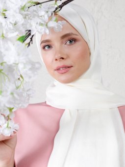 Çift Kat Janjan Abiye İnci Beyazı Şal