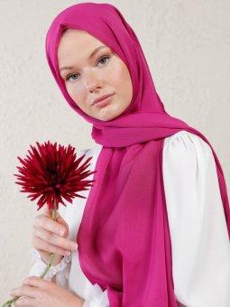 Çift Kat Janjan Abiye Fuşya Şal