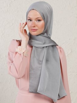 Çift Kat Janjan Abiye Gri Şal