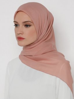 Koyu Pudra 140 cm. Düz Şifon Eşarp